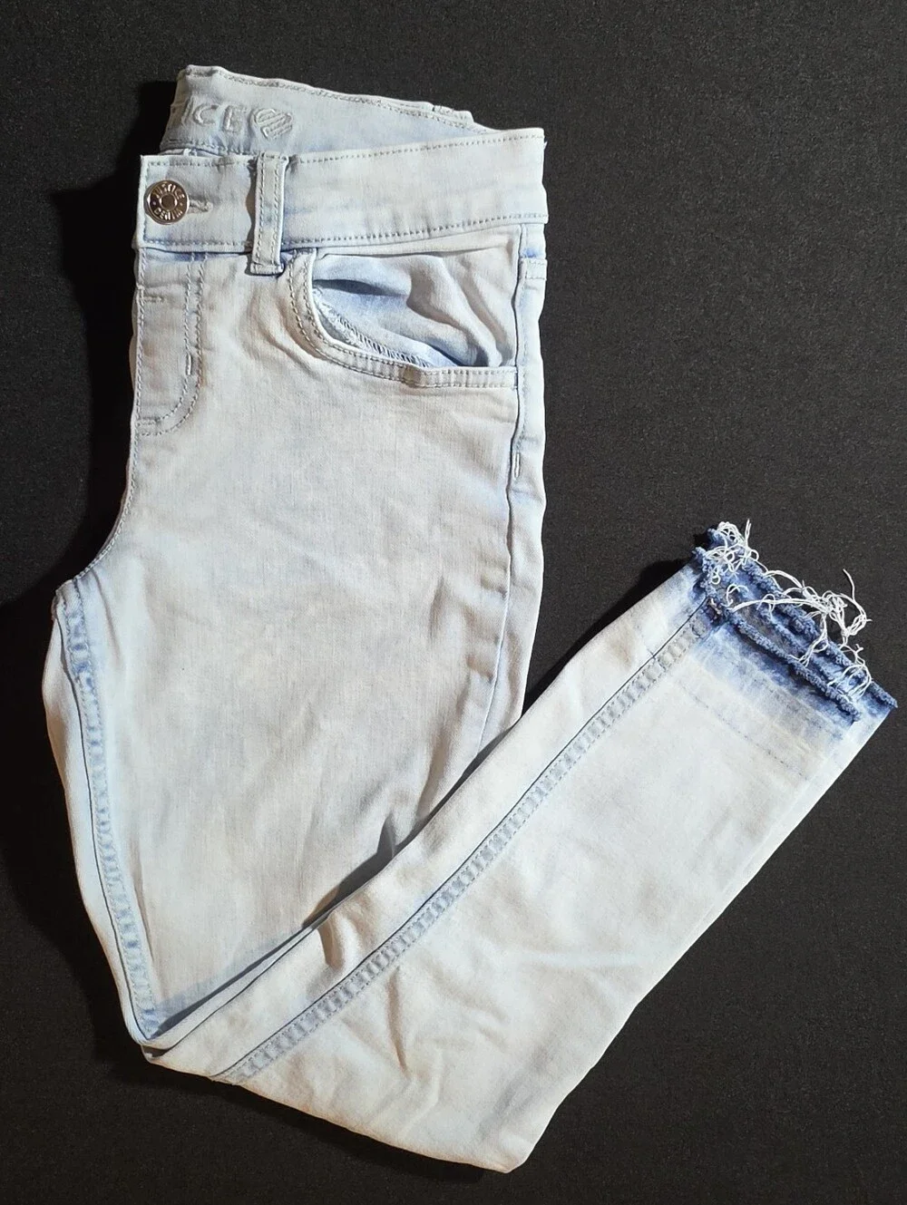 Justice Light Blue Skinny Jeans with Frayed Hem Girls (10)